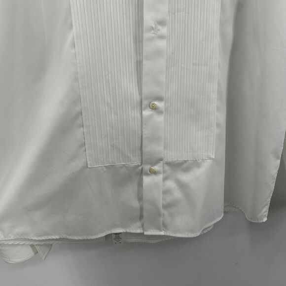 ETON Men White Pleated Button Down Formal Cuff Link Sleeve Shirt Size 46 Neck 18 - Picture 5 of 9